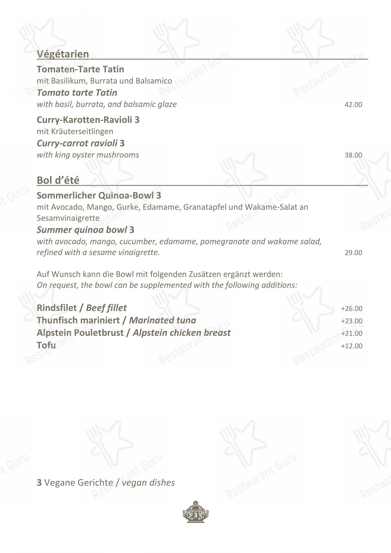 Menu per Restaurant La Soupière in Zurigo