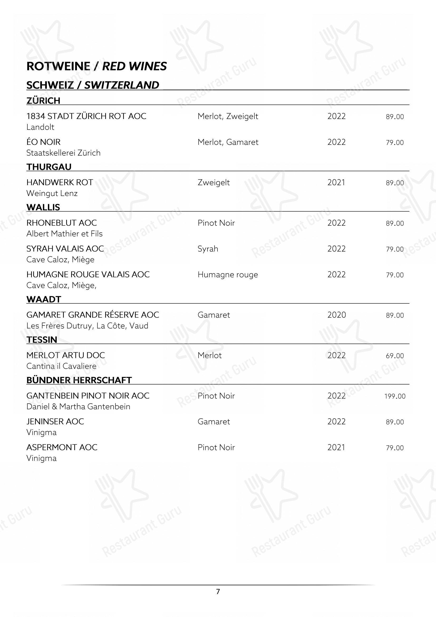 Menu di Restaurant La Soupière - Menu bar