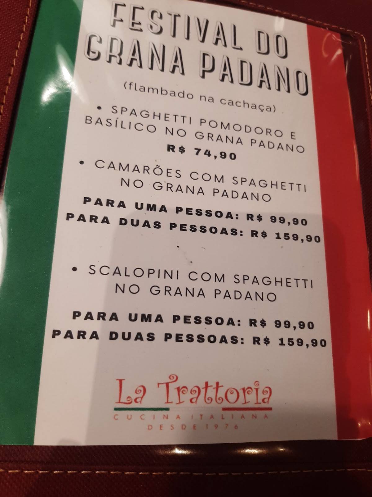 La Trattoria cardápio
