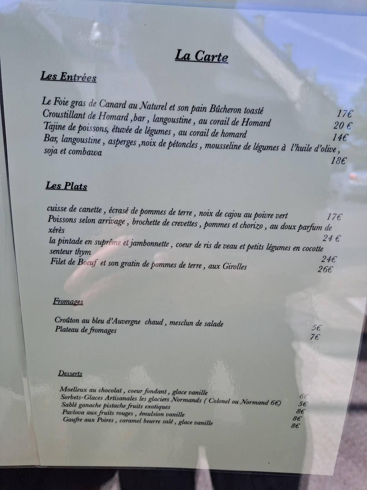 Menu de La sauce y est...