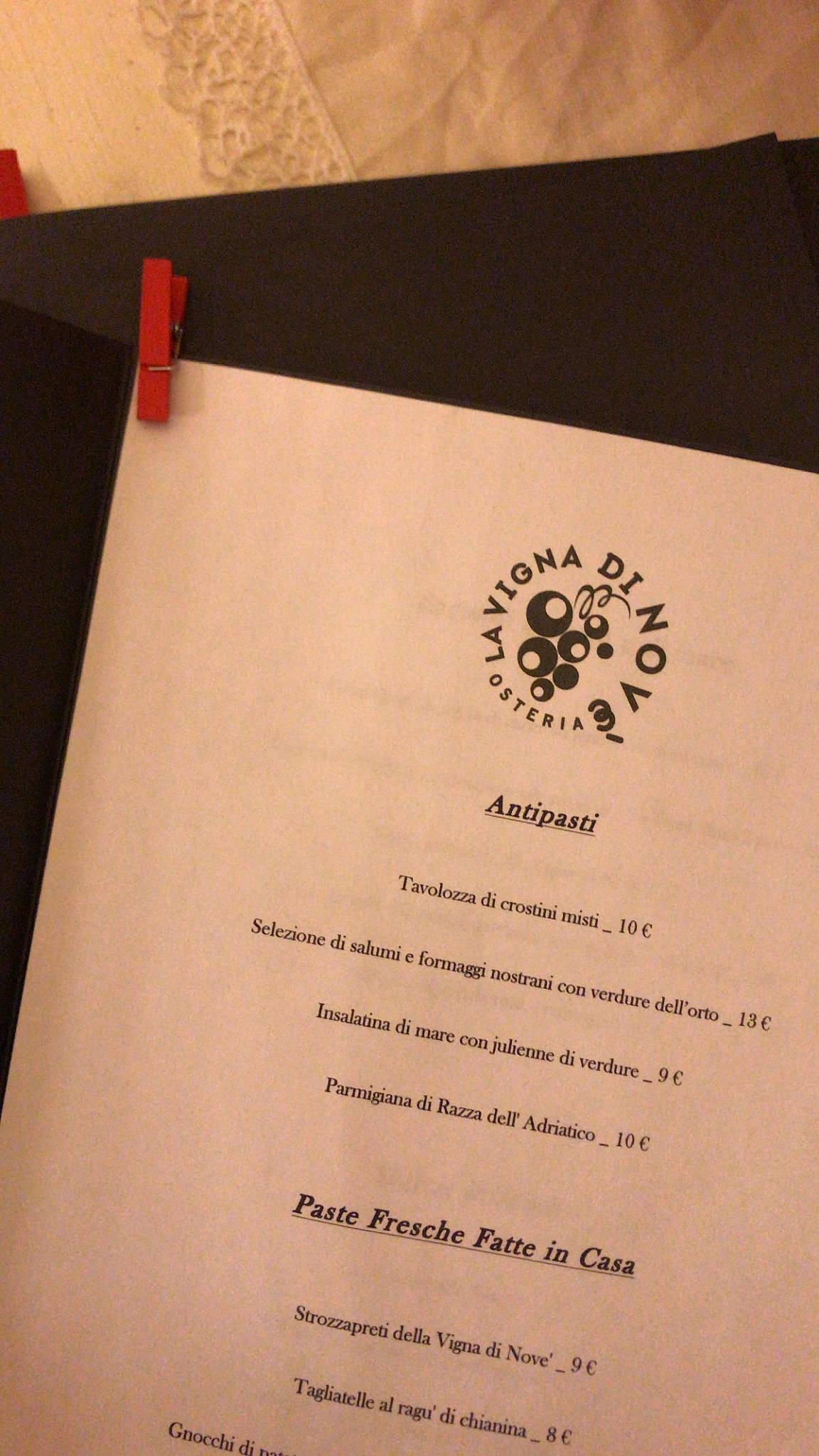 Menu di La Vigna Di Novè 