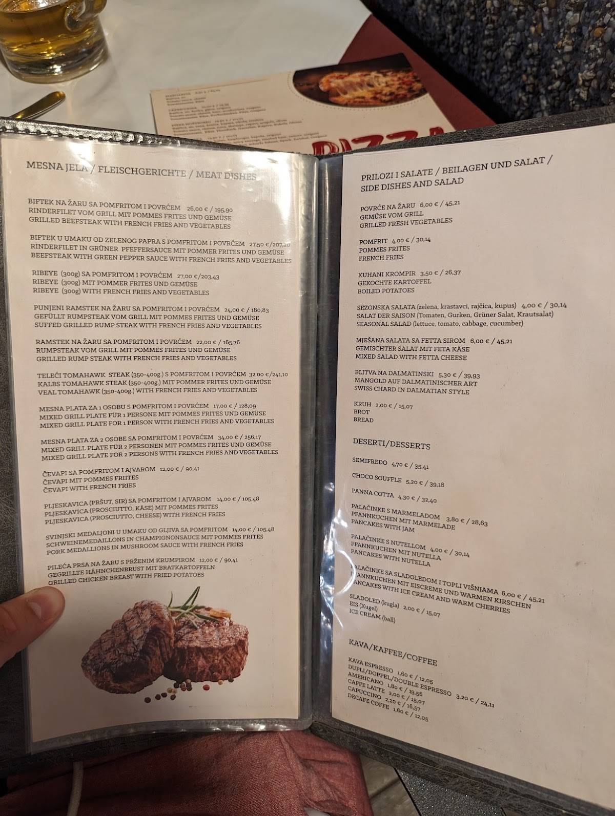 Menu di Restaurant Lađa 