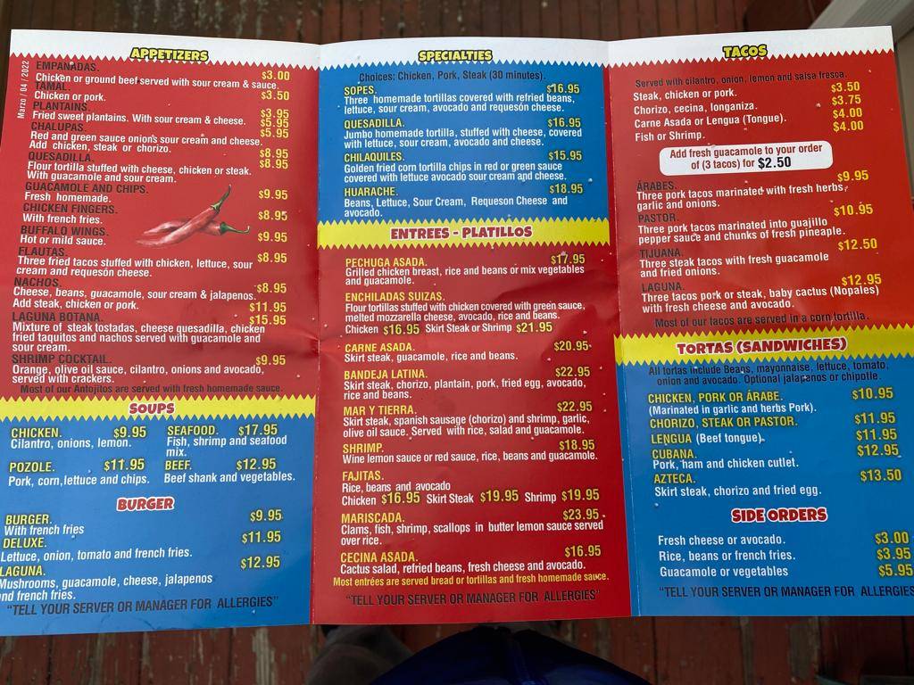 Menu at Laguna Restaurant & Grocery, Mahopac