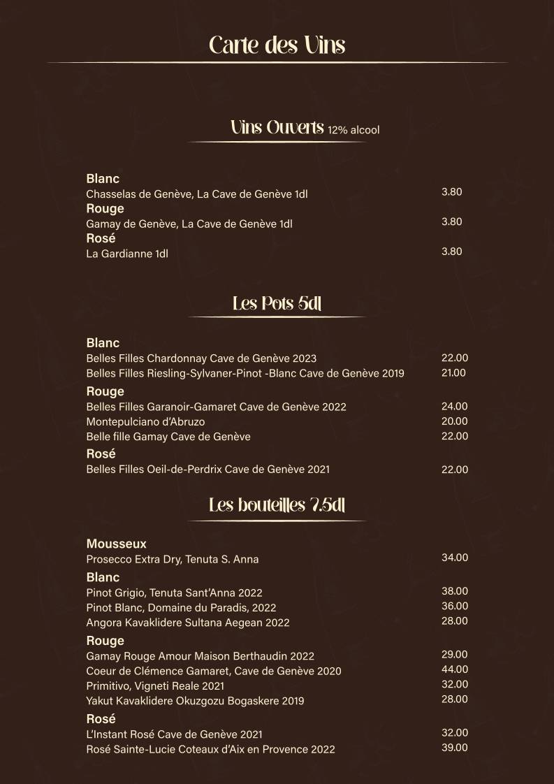 Menu di Restaurant Le Blandonnet 