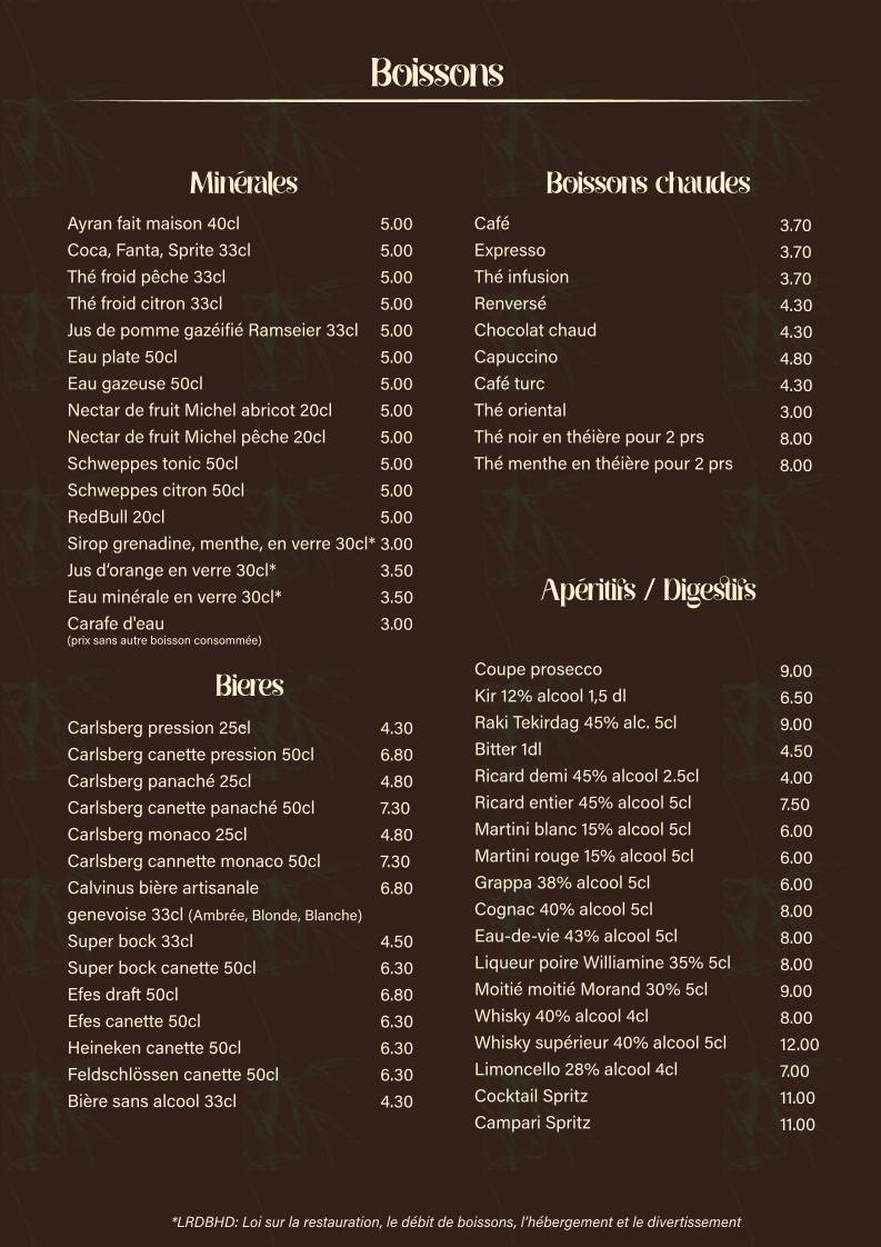 Menu di Restaurant Le Blandonnet 