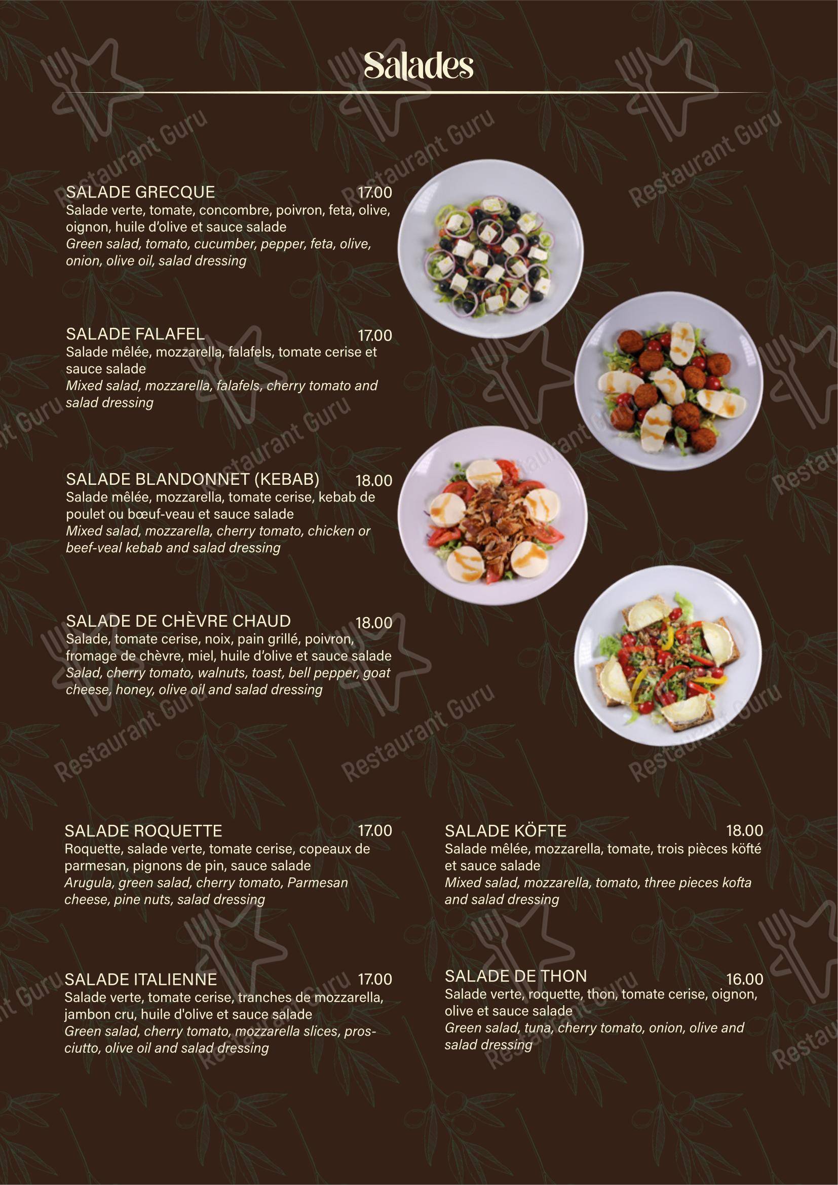 Menu bar per Restaurant Le Blandonnet pizzeria