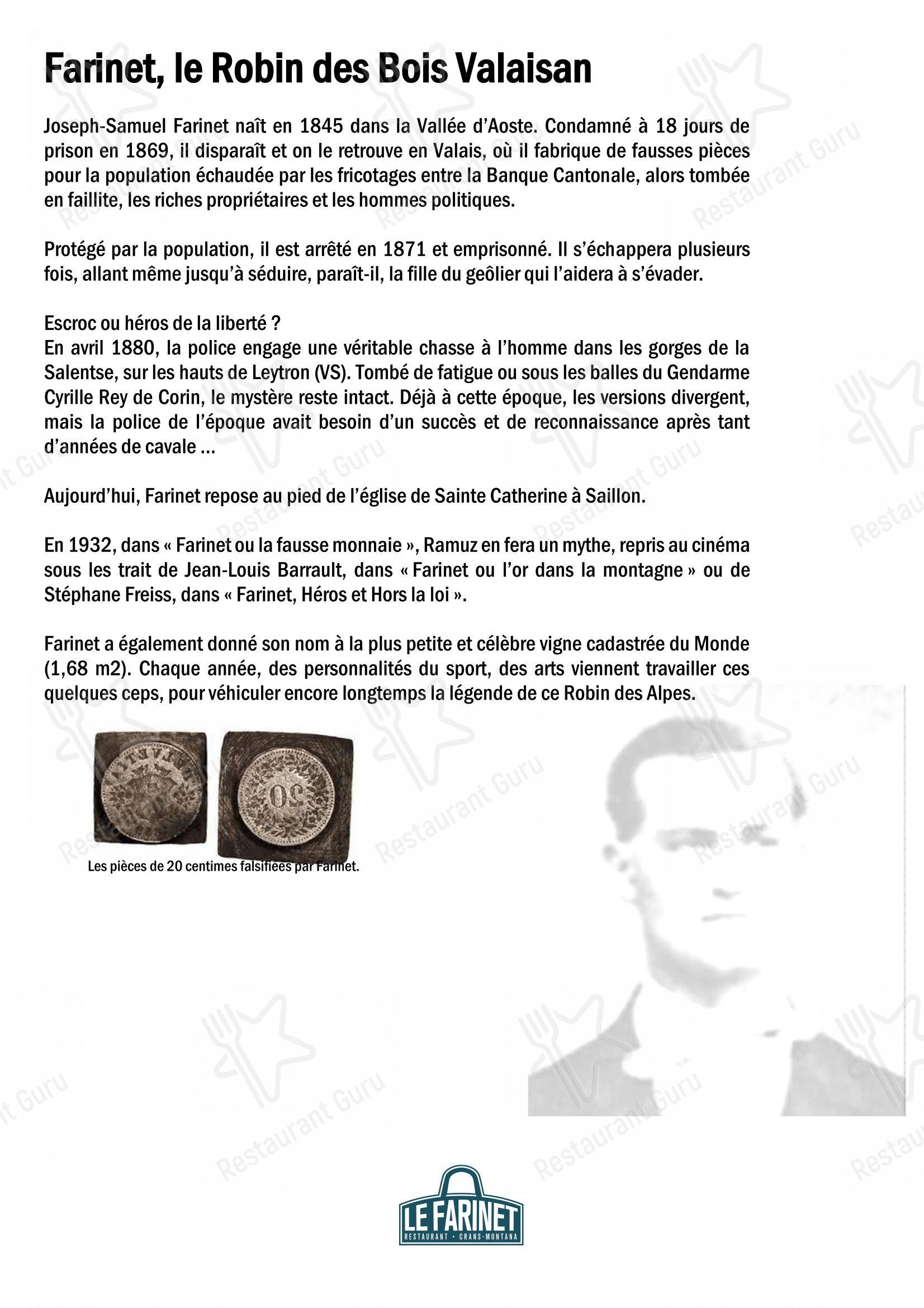 菜单 per Restaurant Le Farinet ristorante