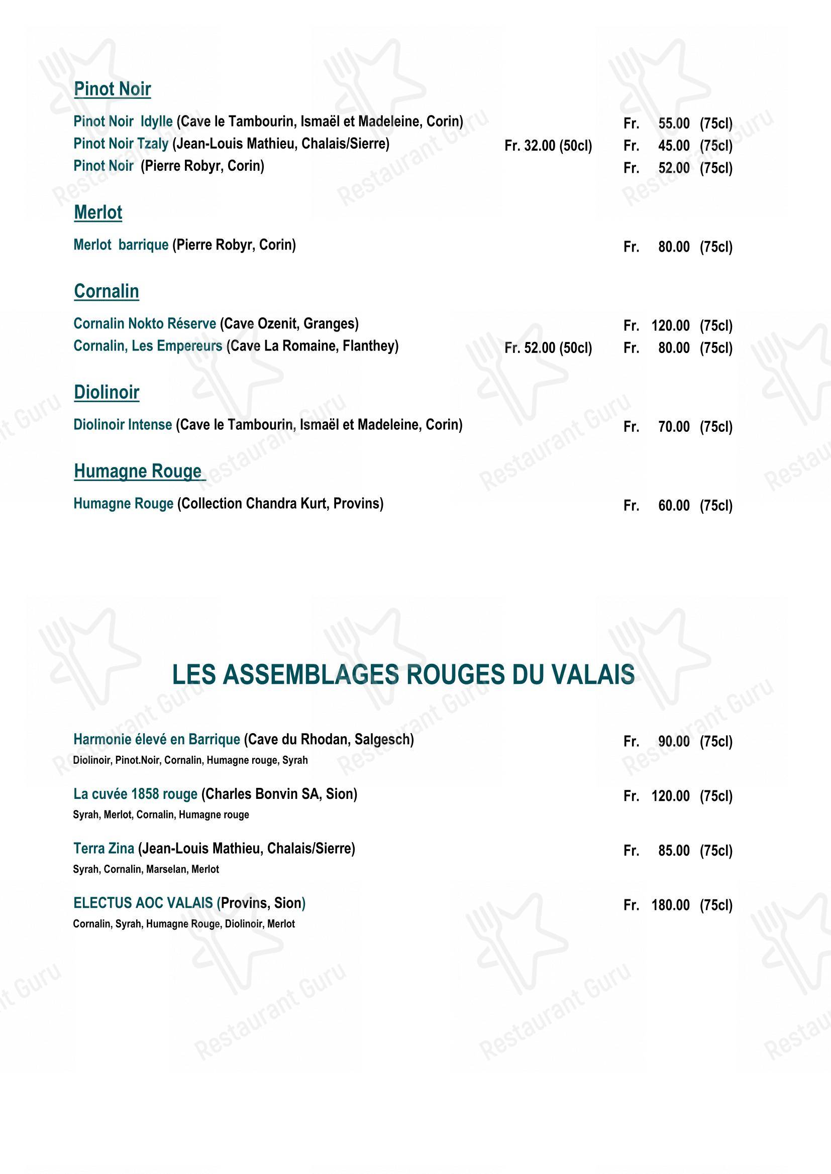 Menu per Restaurant Le Farinet in Montana