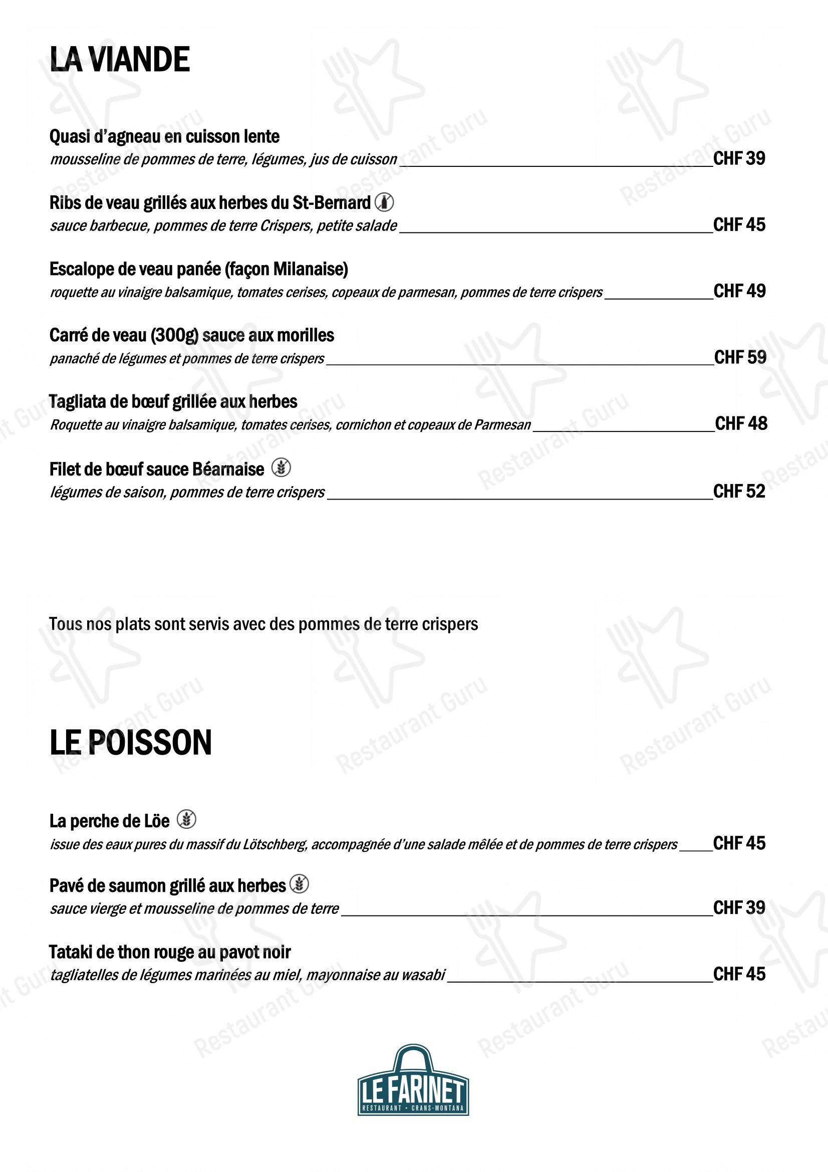 菜单 per Restaurant Le Farinet ristorante