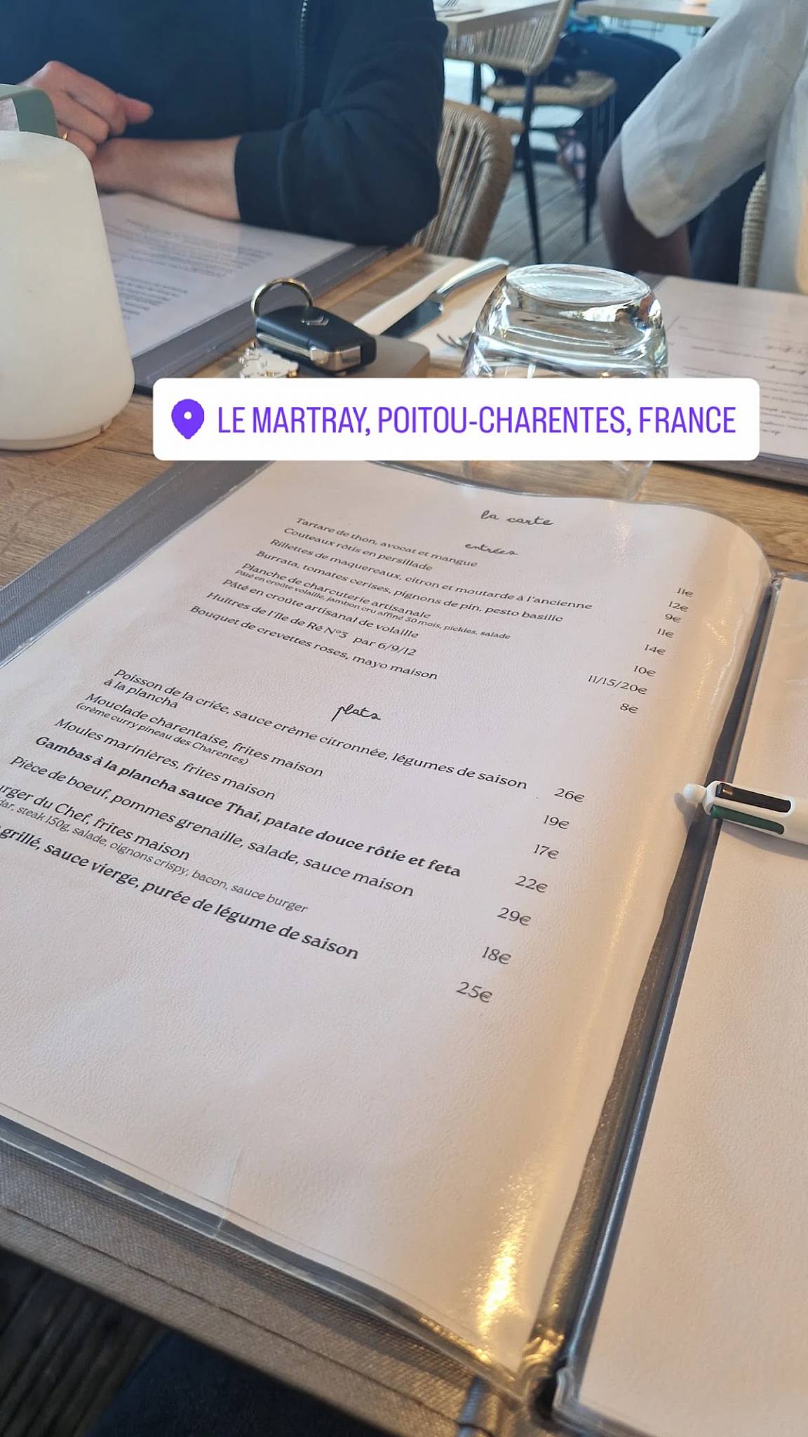 Menu de Restaurant Le Martray