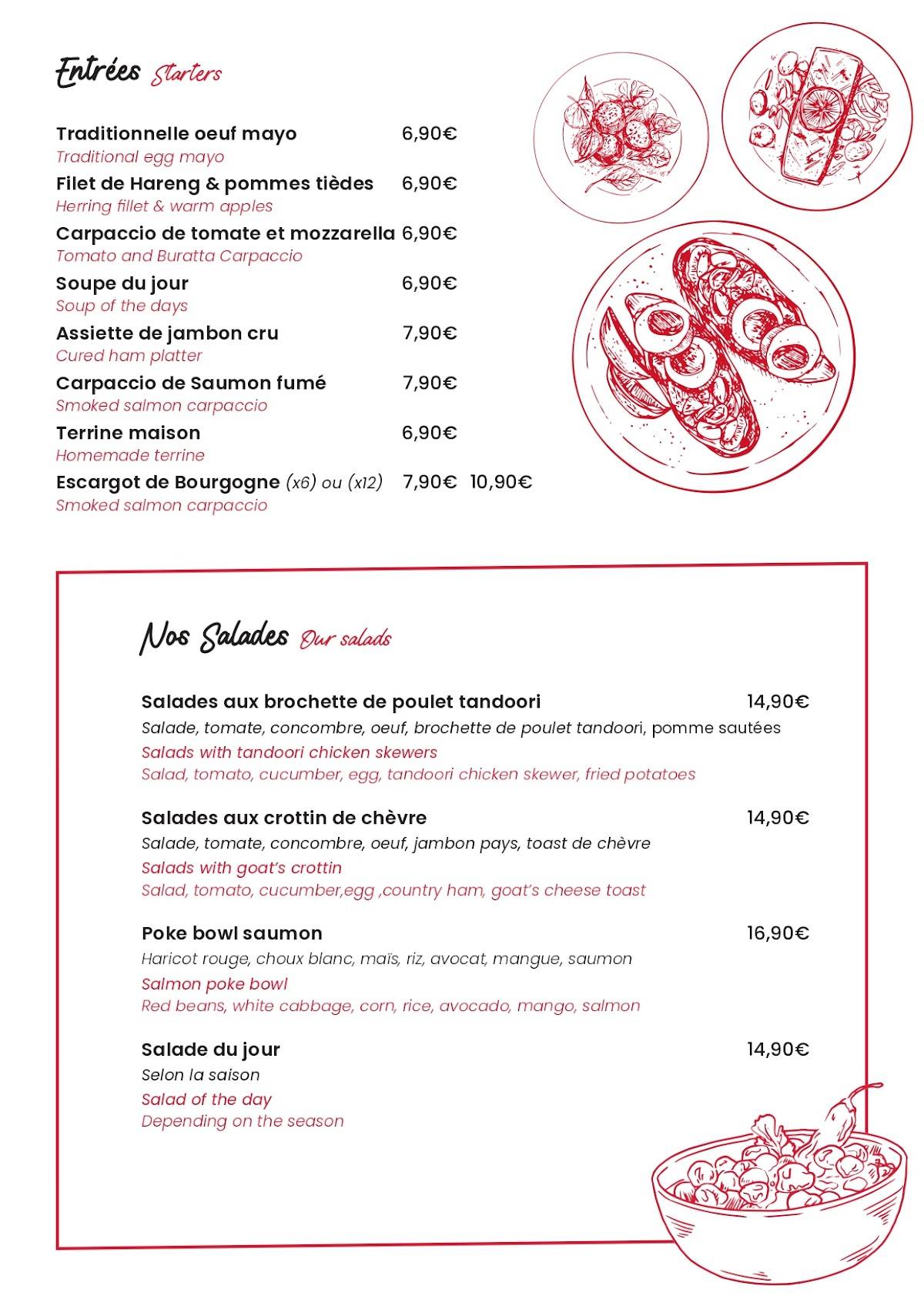 Menu de Le Monaco