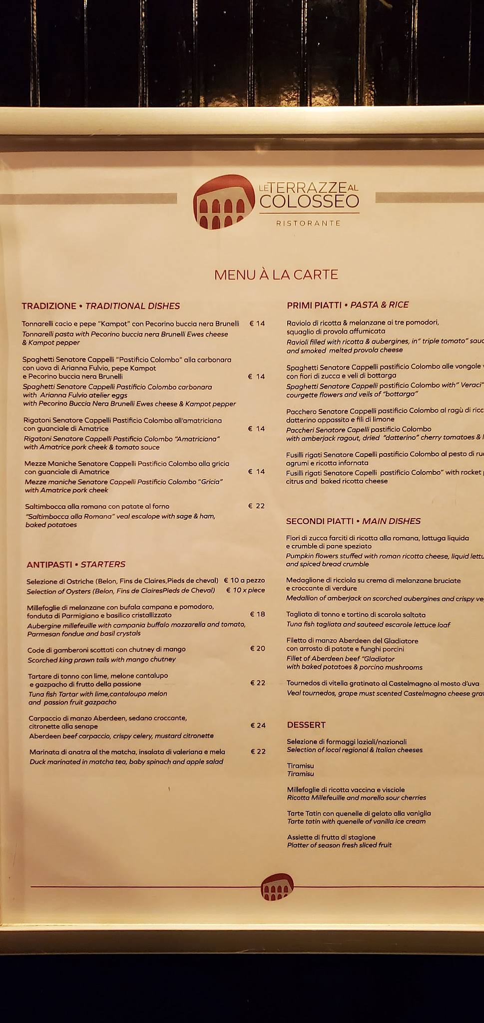 Menu di Le Terrazze al Colosseo 