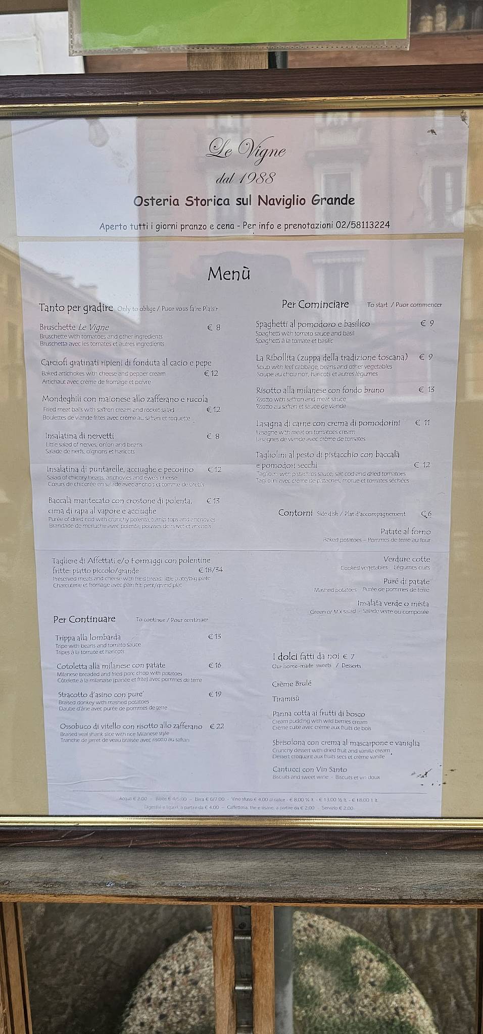 Menu di Le Vigne S.r.l. 