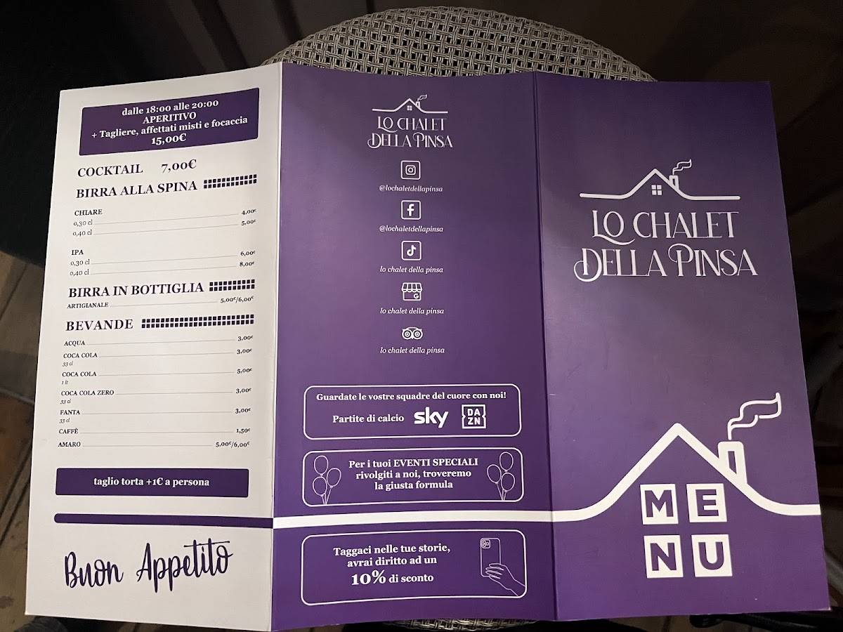 Menu di Lo Chalet Della Pinsa 