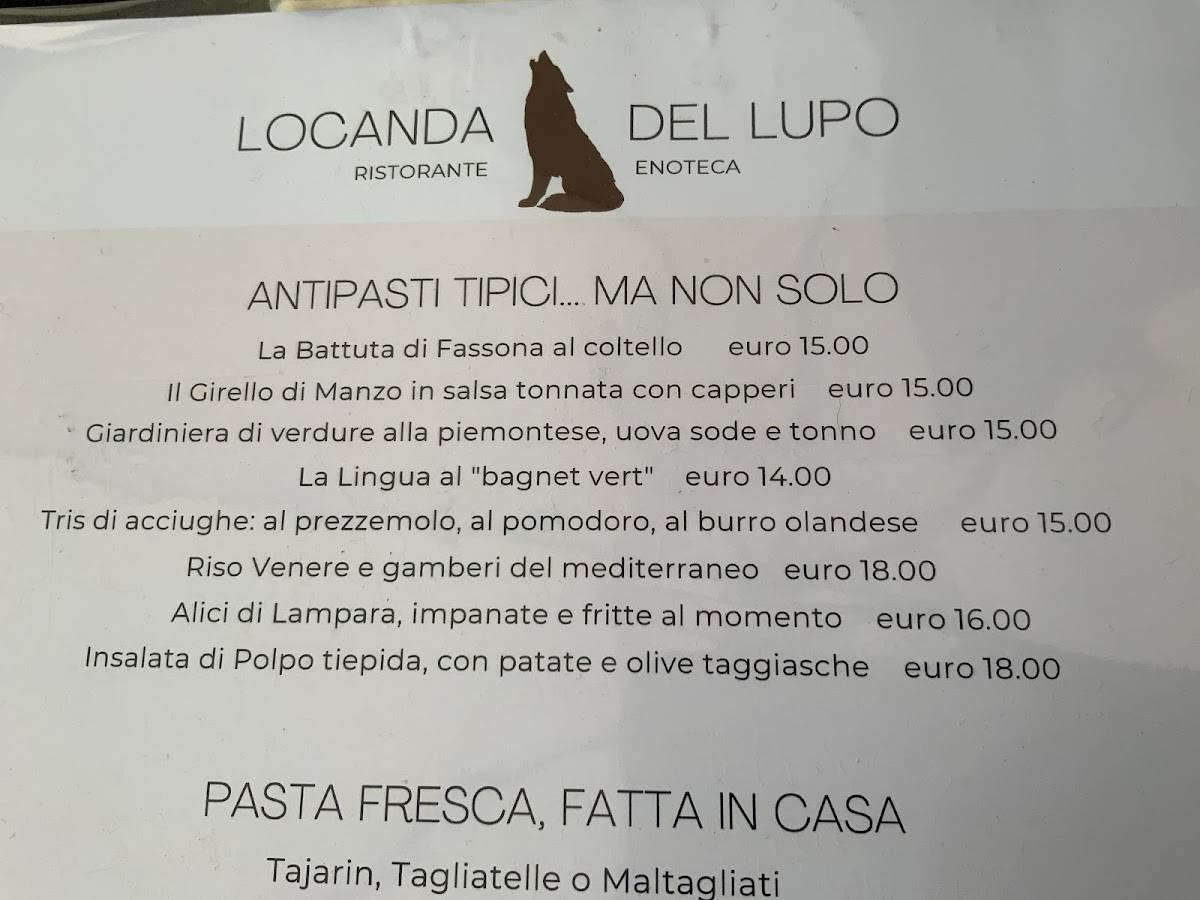Menu di Locanda del Lupo 