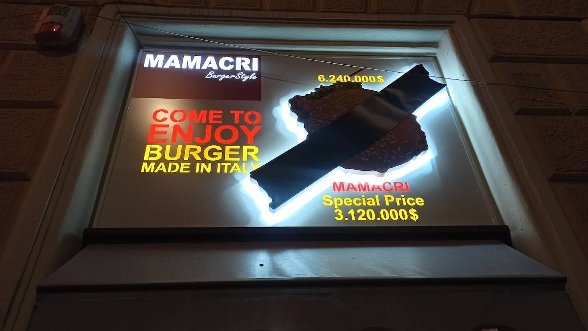 Menu de MAMACRI Burger Style