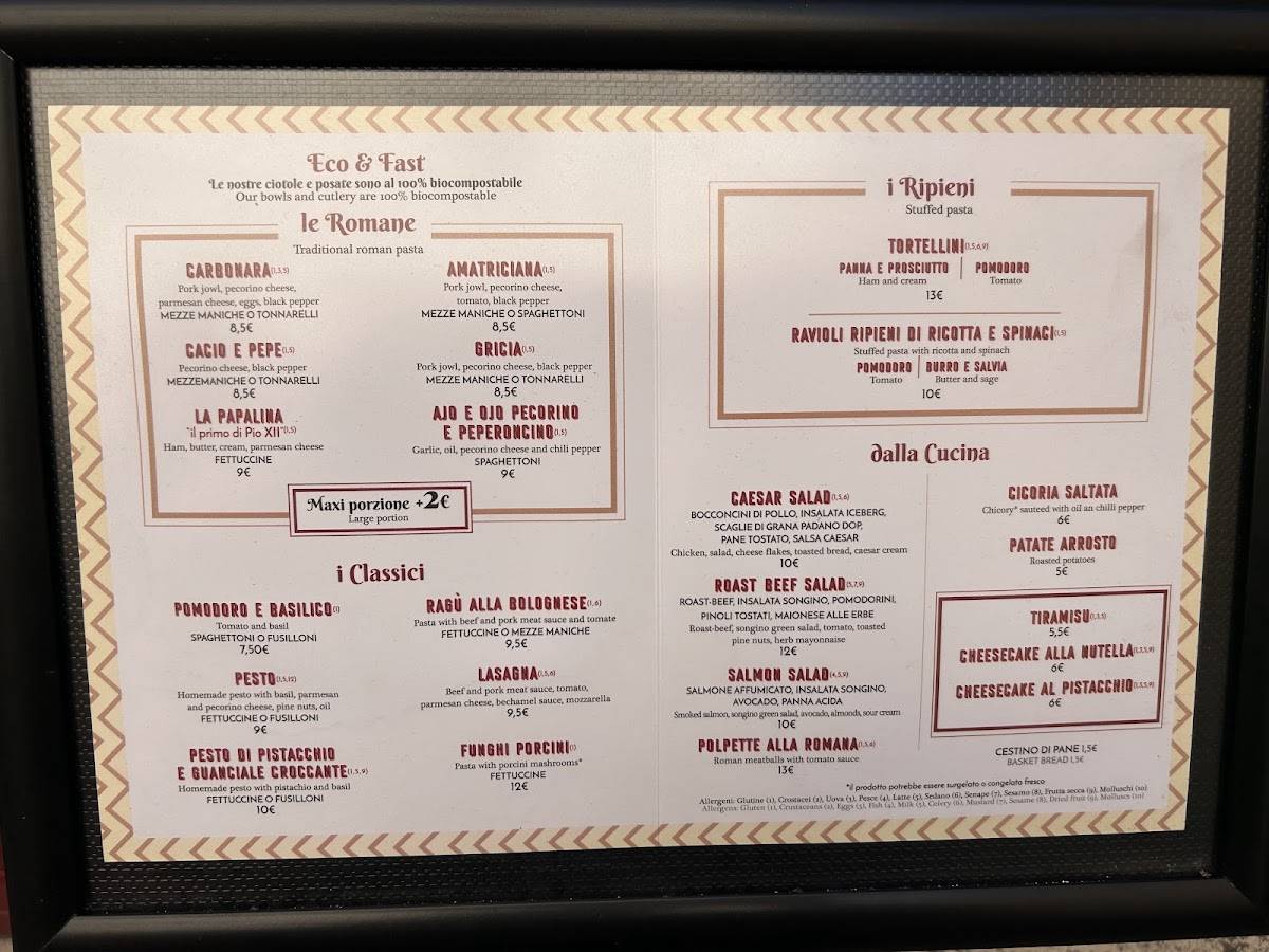 Menu de MACCARONE Il Pastificio [Pellegrino]