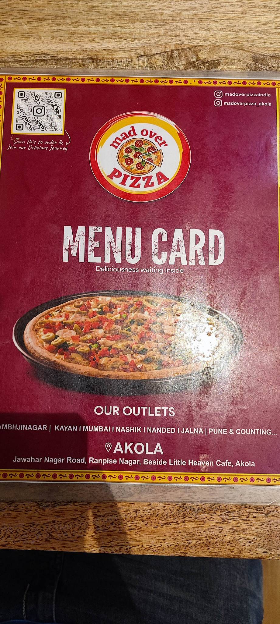 Mad Over Pizza menu