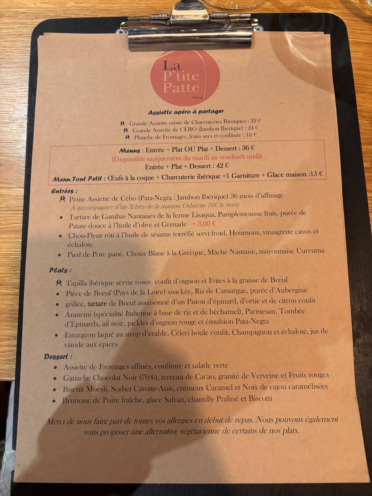 Menu de Maison Patte Noire "1 lieu, 2 restaurants"
