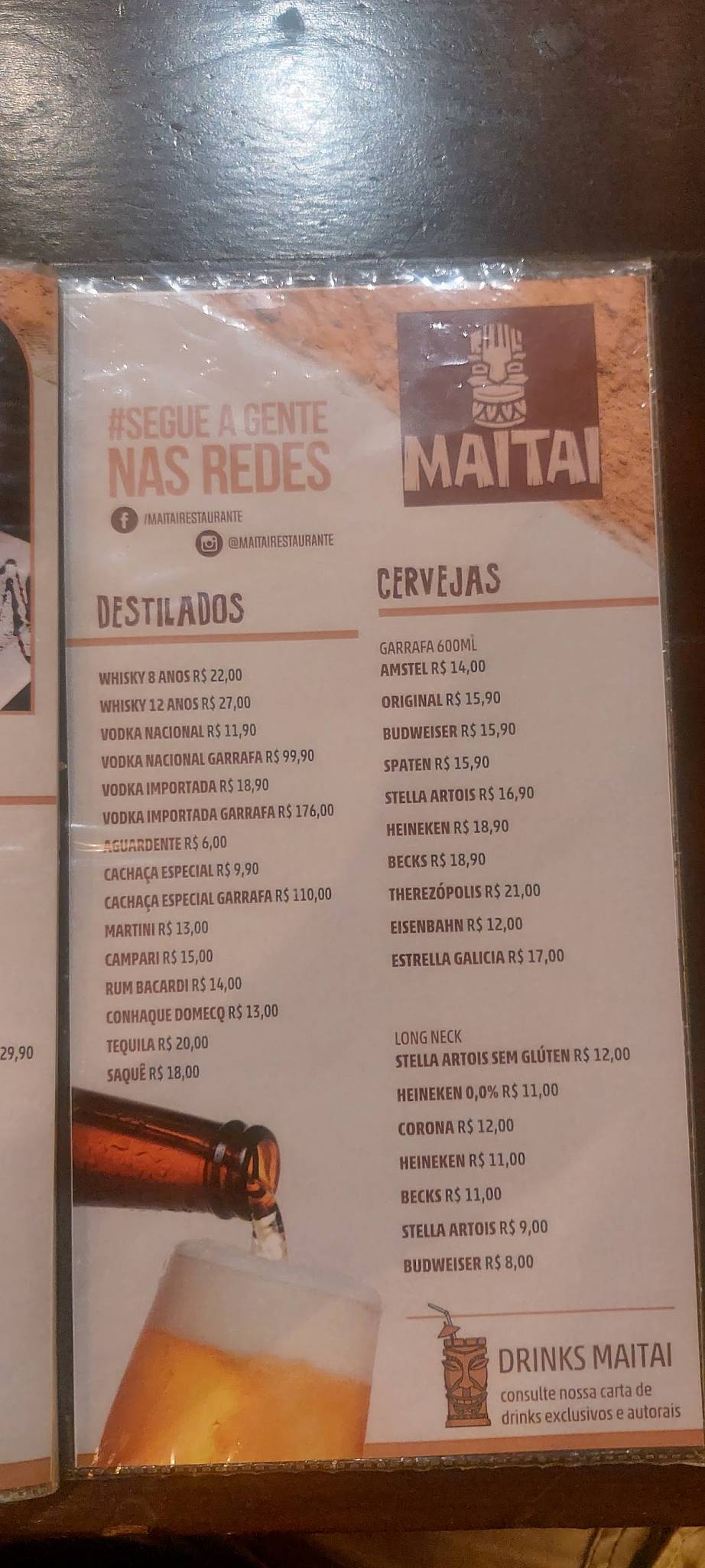 Maitai Restaurante cardápio