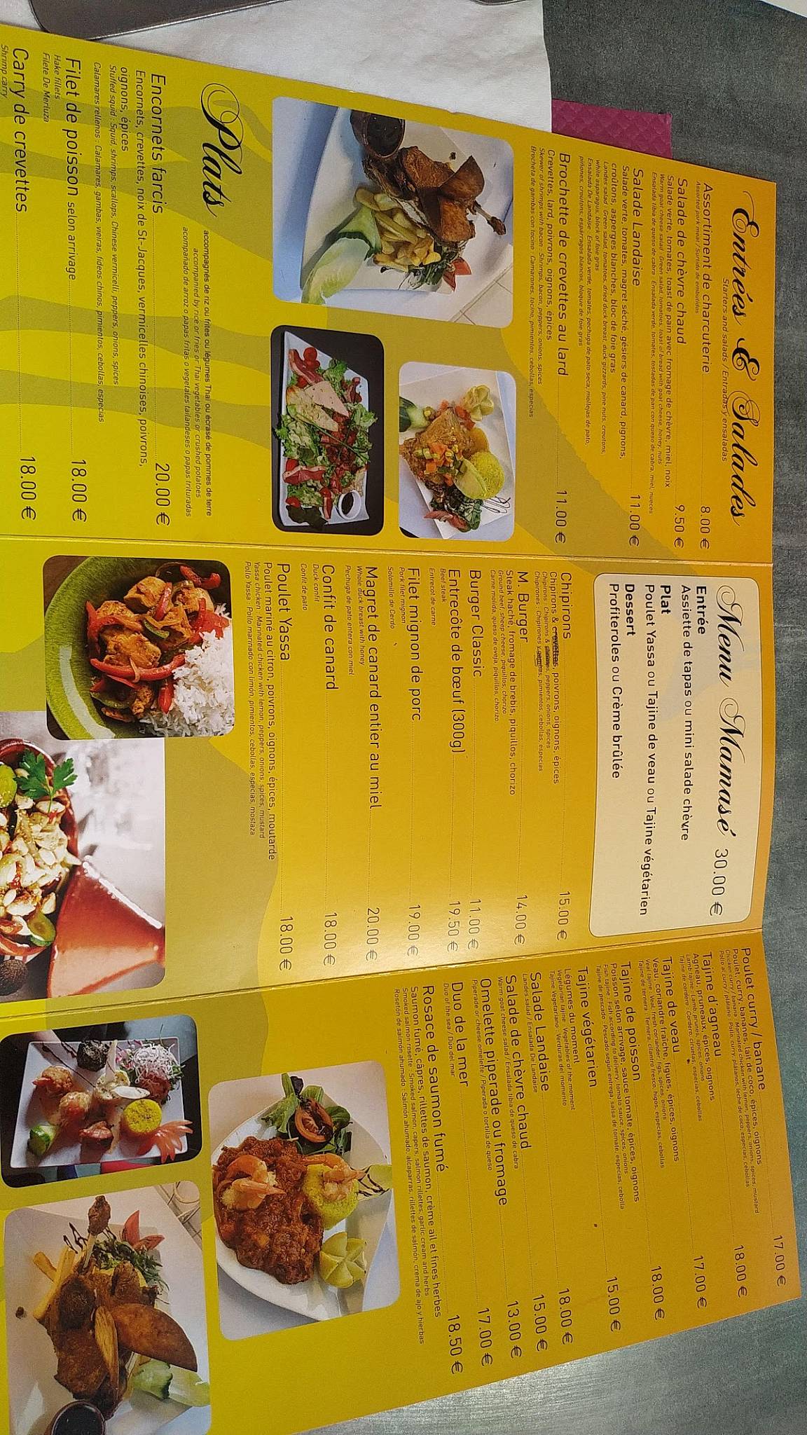 Menu de Restaurant Mamasé