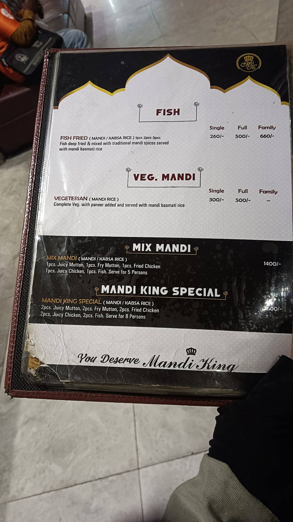 Mandi King Xclusive menu