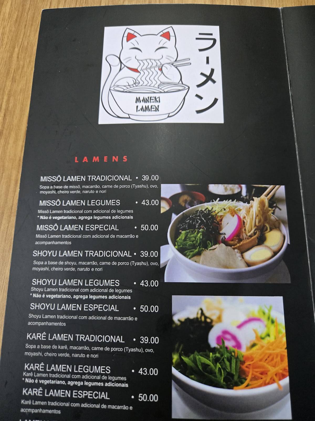 Maneki Lamen cardápio