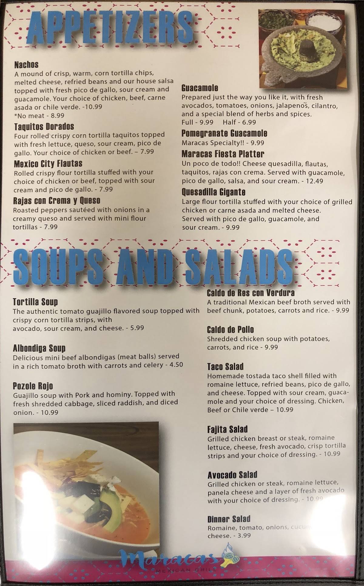 Menu at Maracas Mexican Grill restaurant, Santaquin