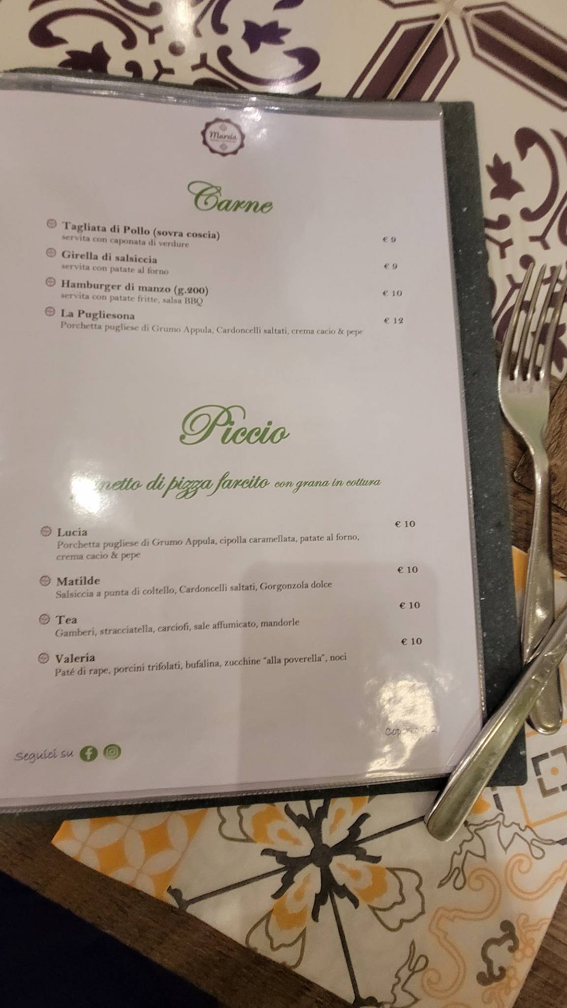 Menu di Marzia 