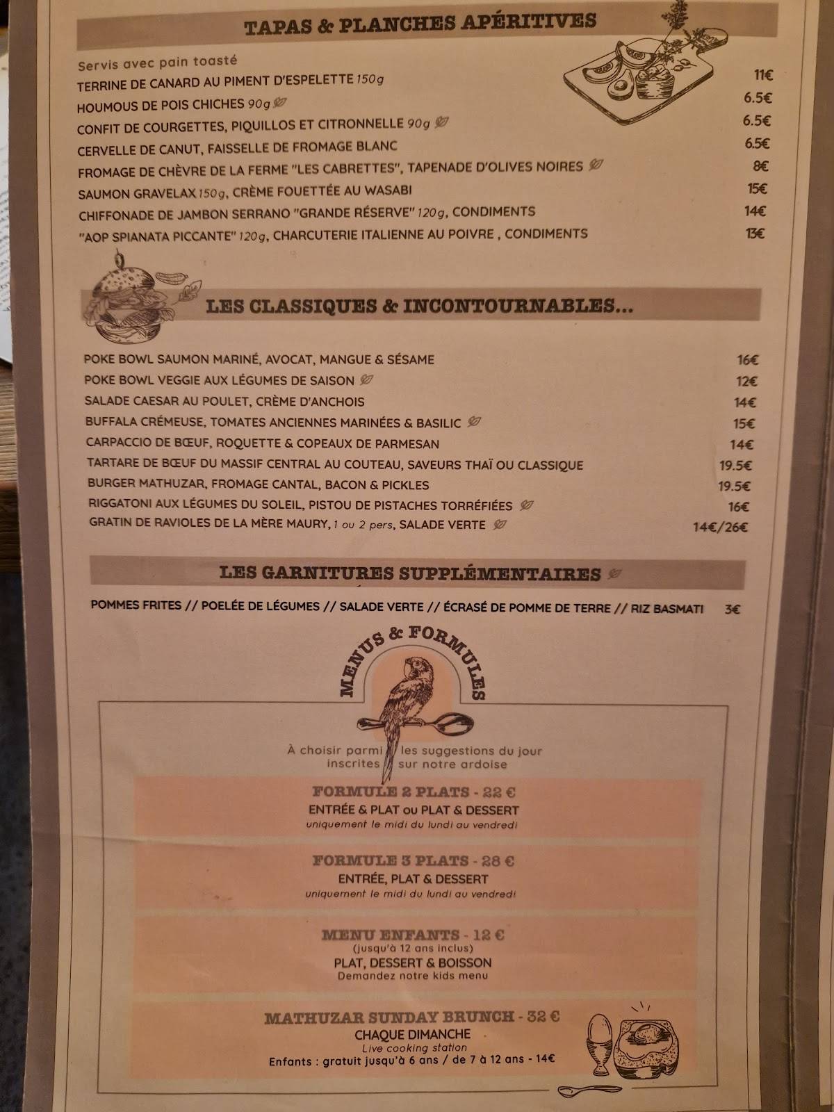 Menu de MATHUZAR