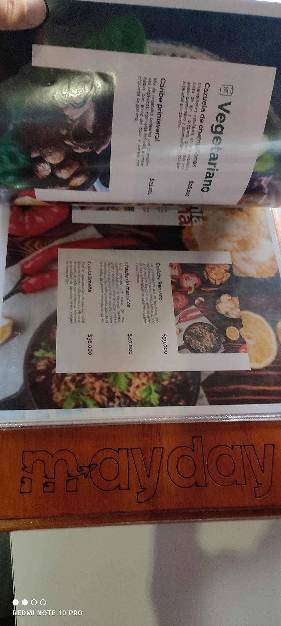 Carta del restaurante Mayday, Manizales