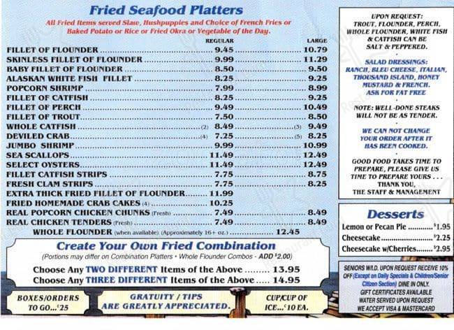 Mayflower Seafood Restaurant menu