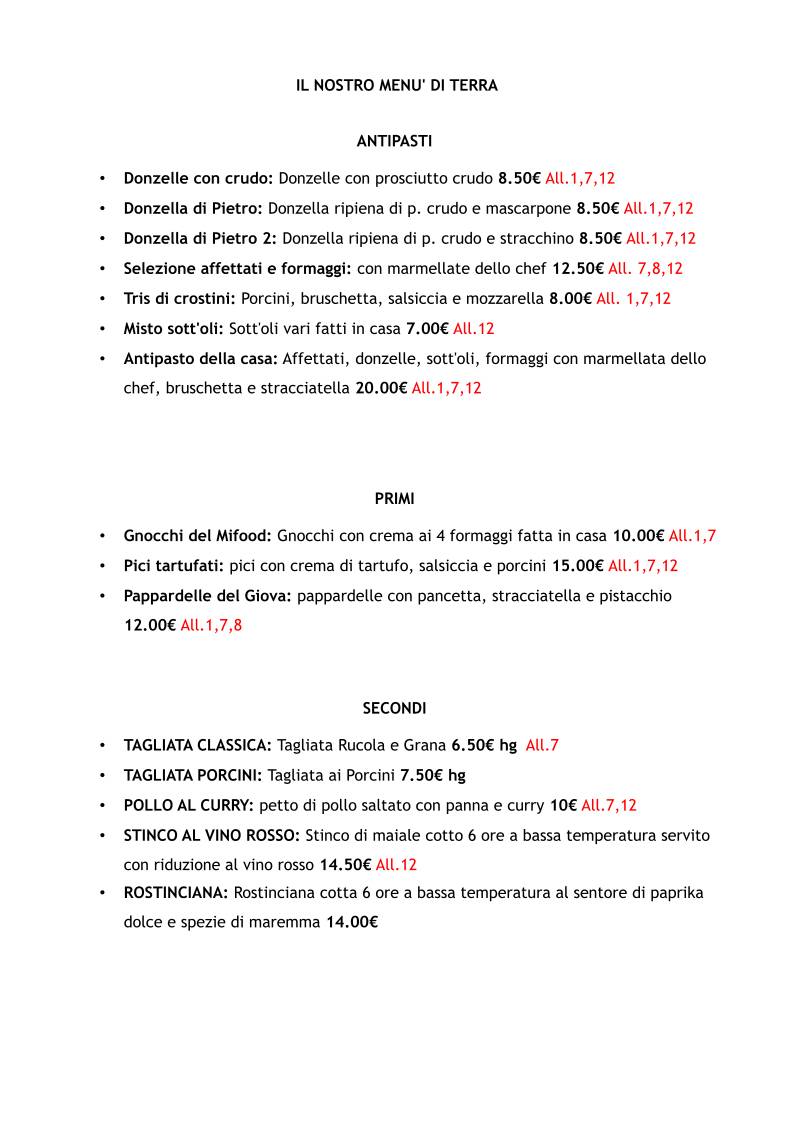 Menu di Mifood 