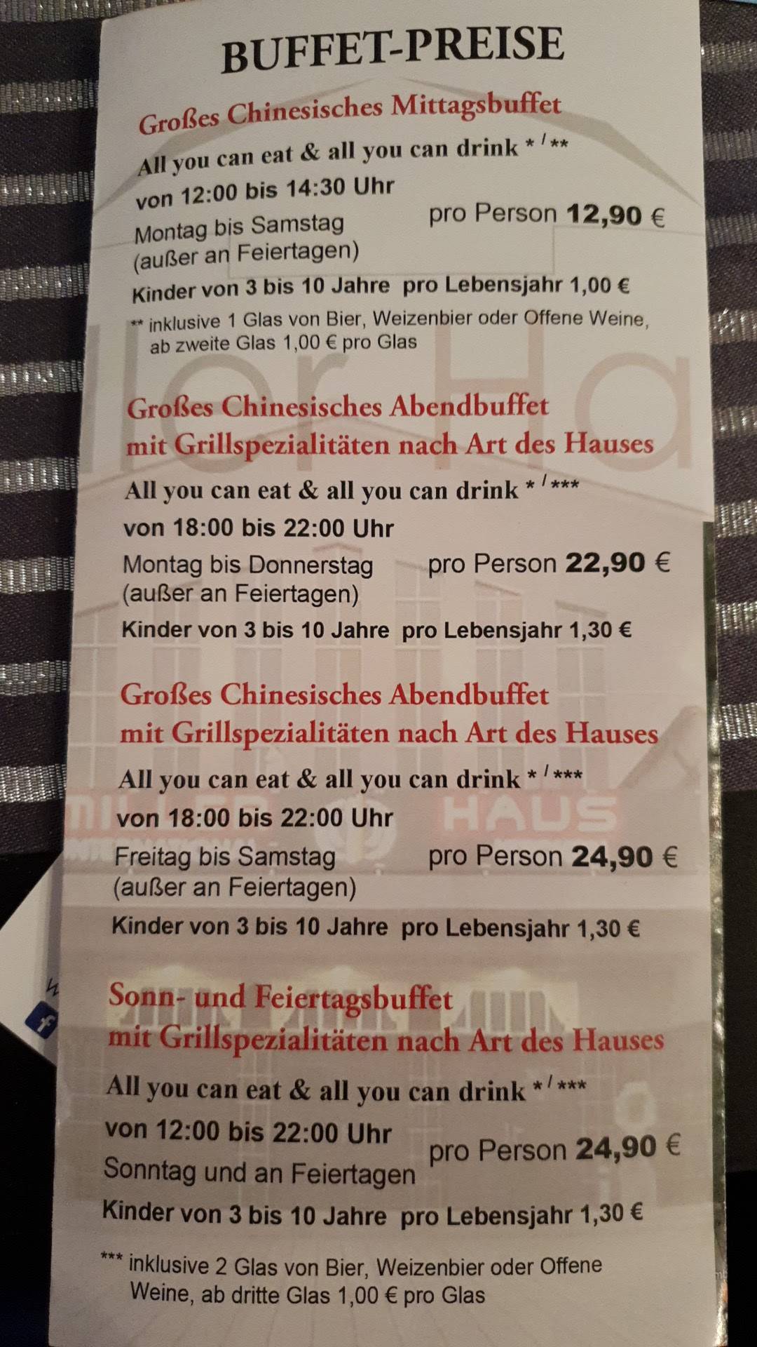 Speisekarte von Millerhaus restaurant, Gießen