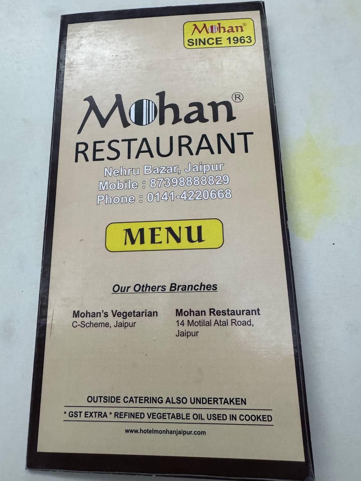 Mohan Restaurant menu