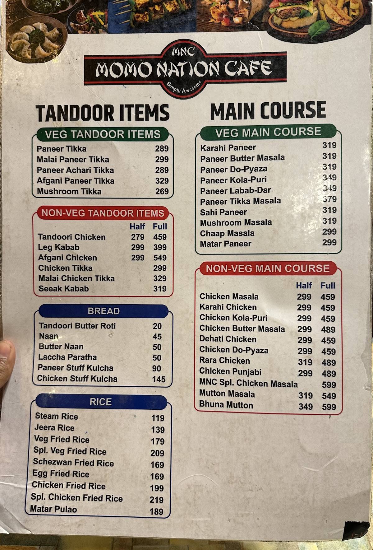 Momo Nation Cafe, Darbhanga menu