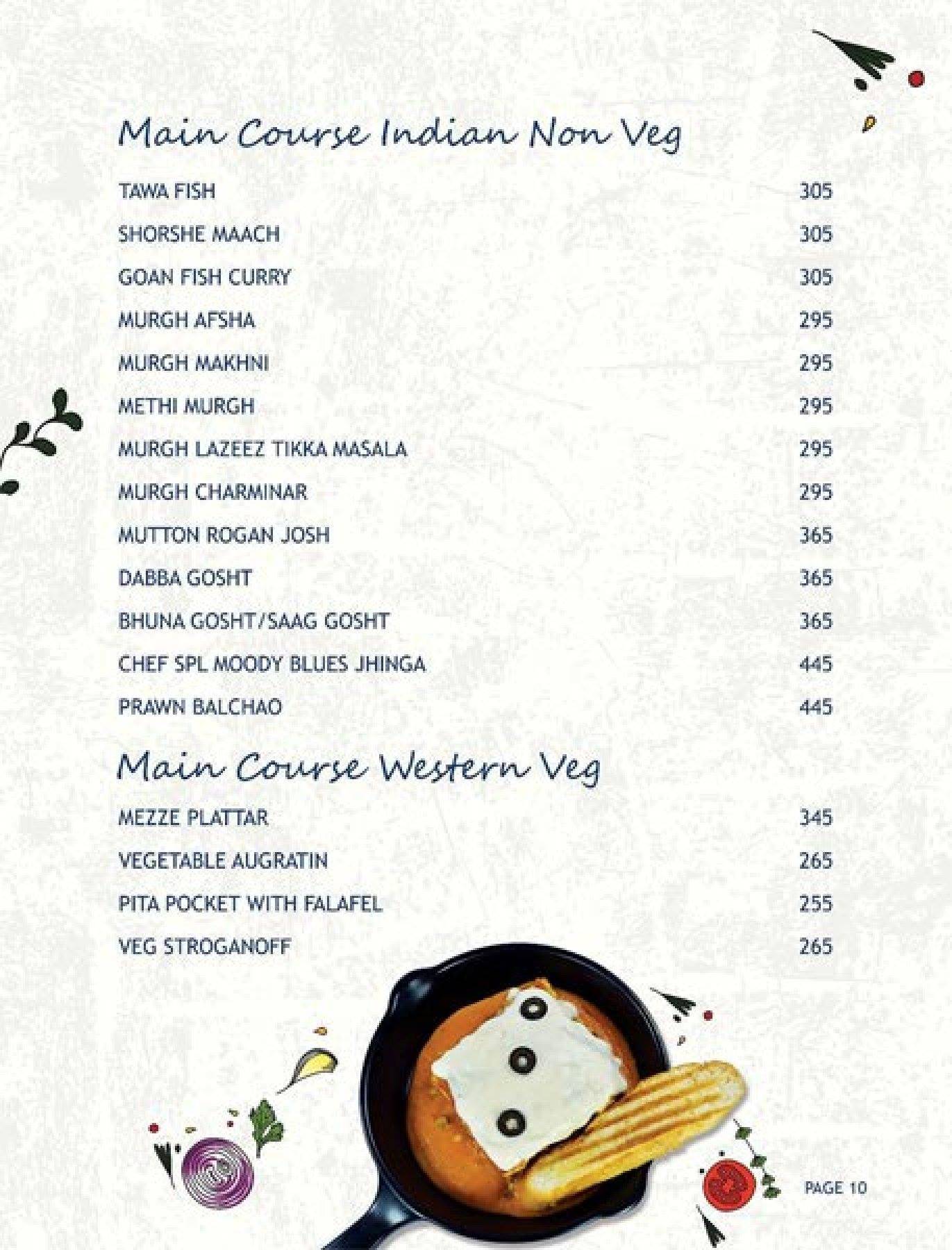 Moody Blues Bar & Restaurant menu