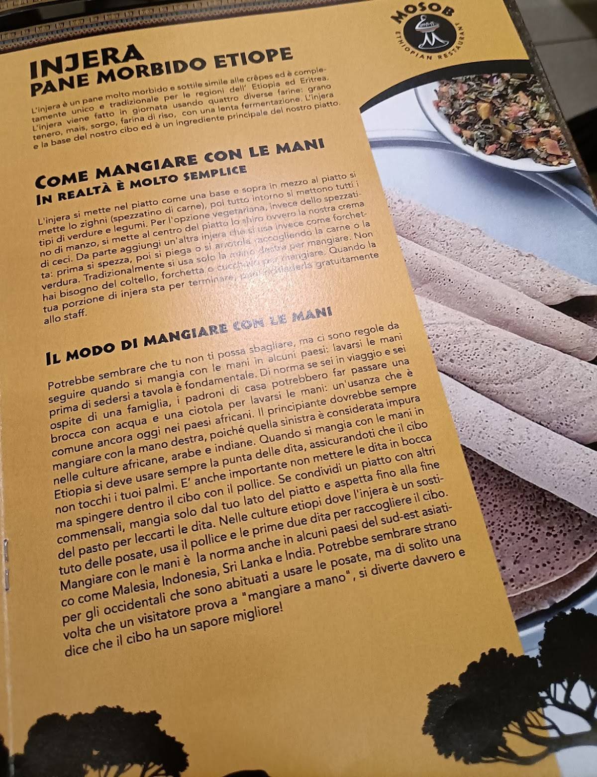 Menu di Mosob Ristorante Etiope 