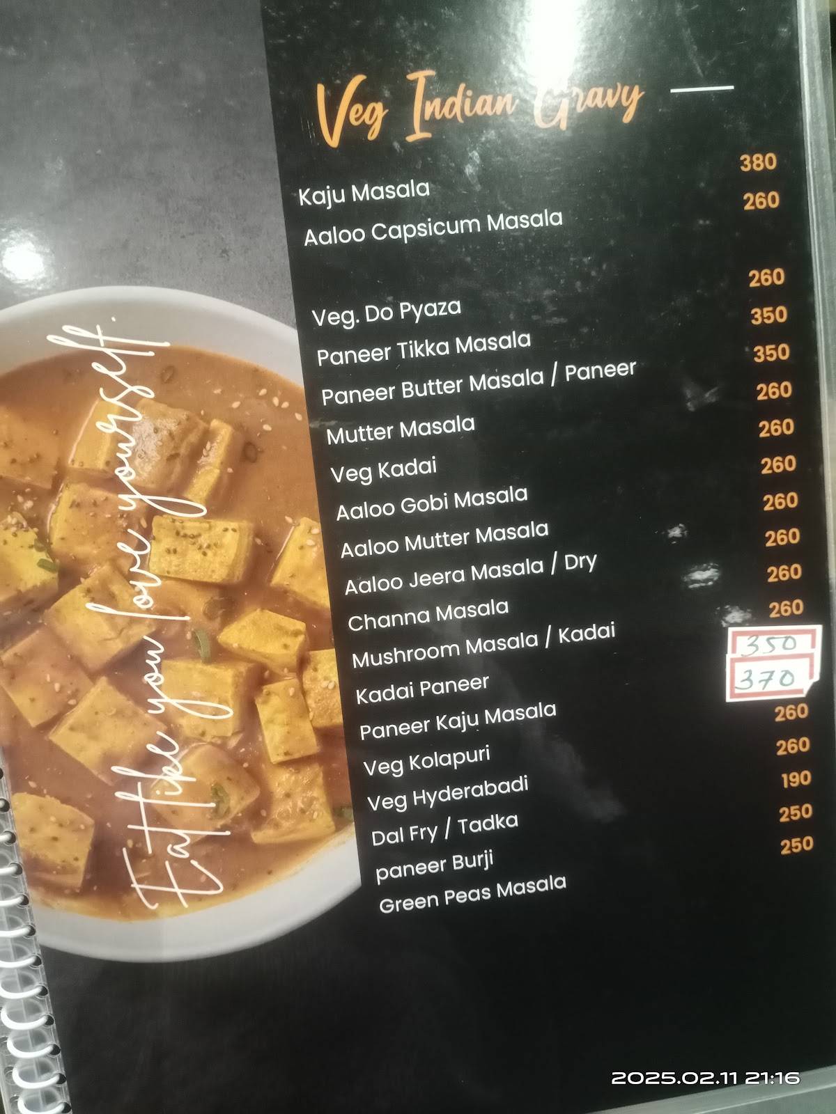 Mughal Treat menu