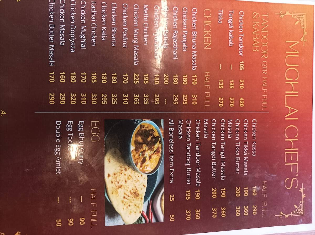 Mughlai chef's menu
