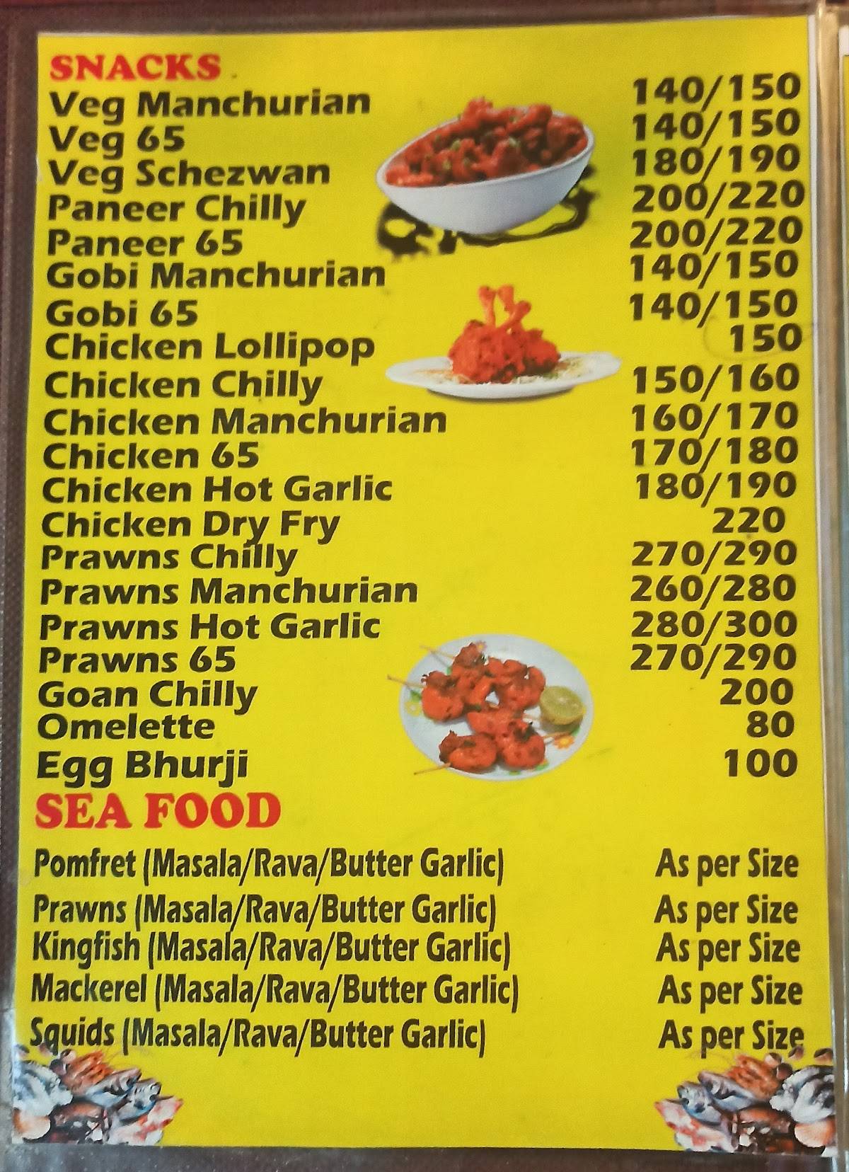 Muskan family restaurant menu