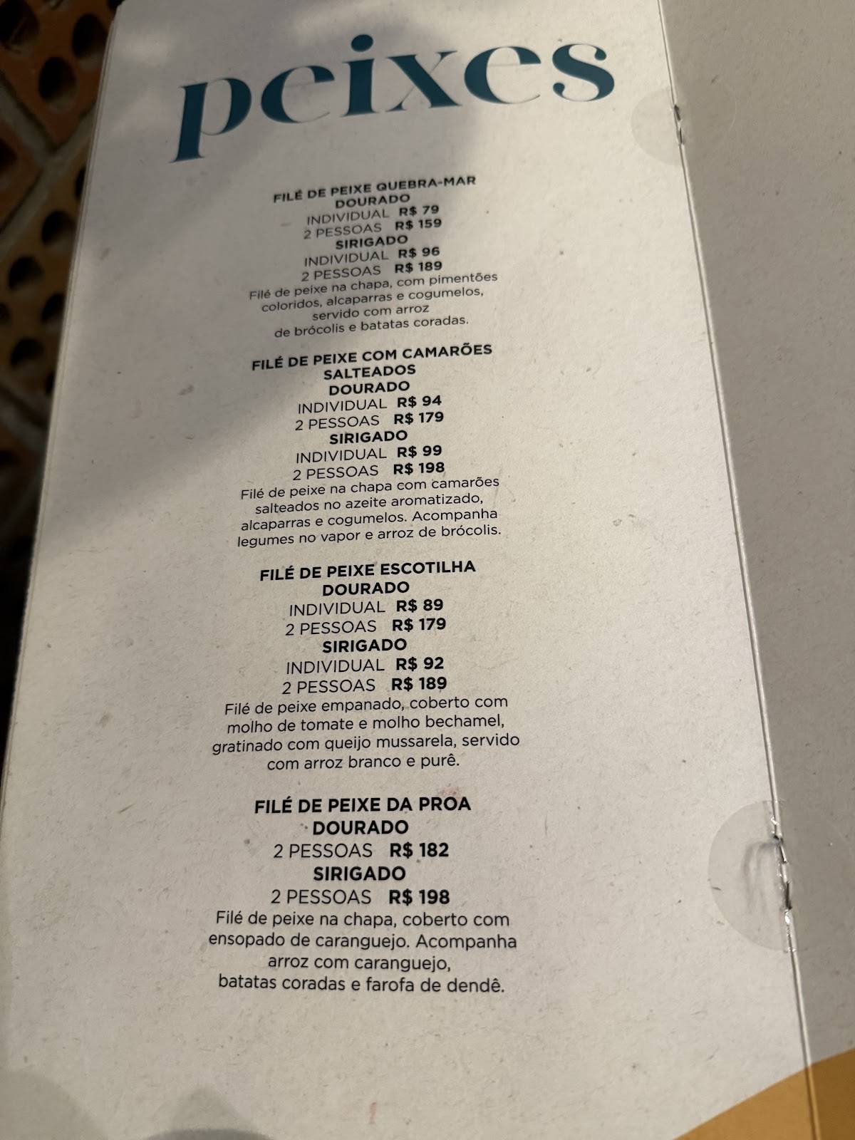 Restaurante Nau Frutos Do Mar - Manaíra cardápio