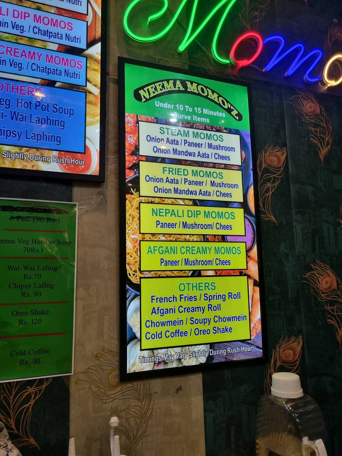 NEEMA MOMO'Z menu