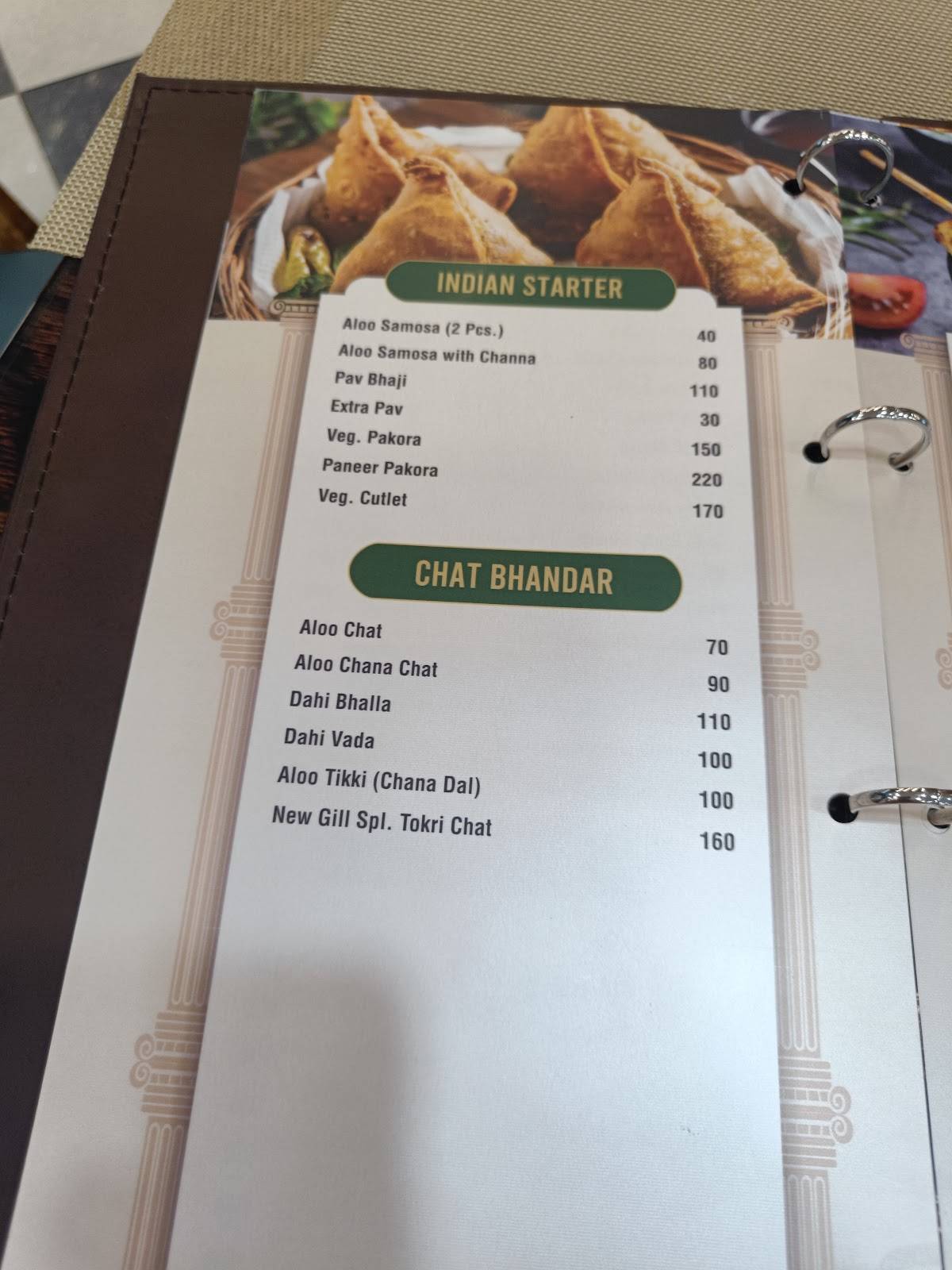New Gill Sweets and Restaurant menu