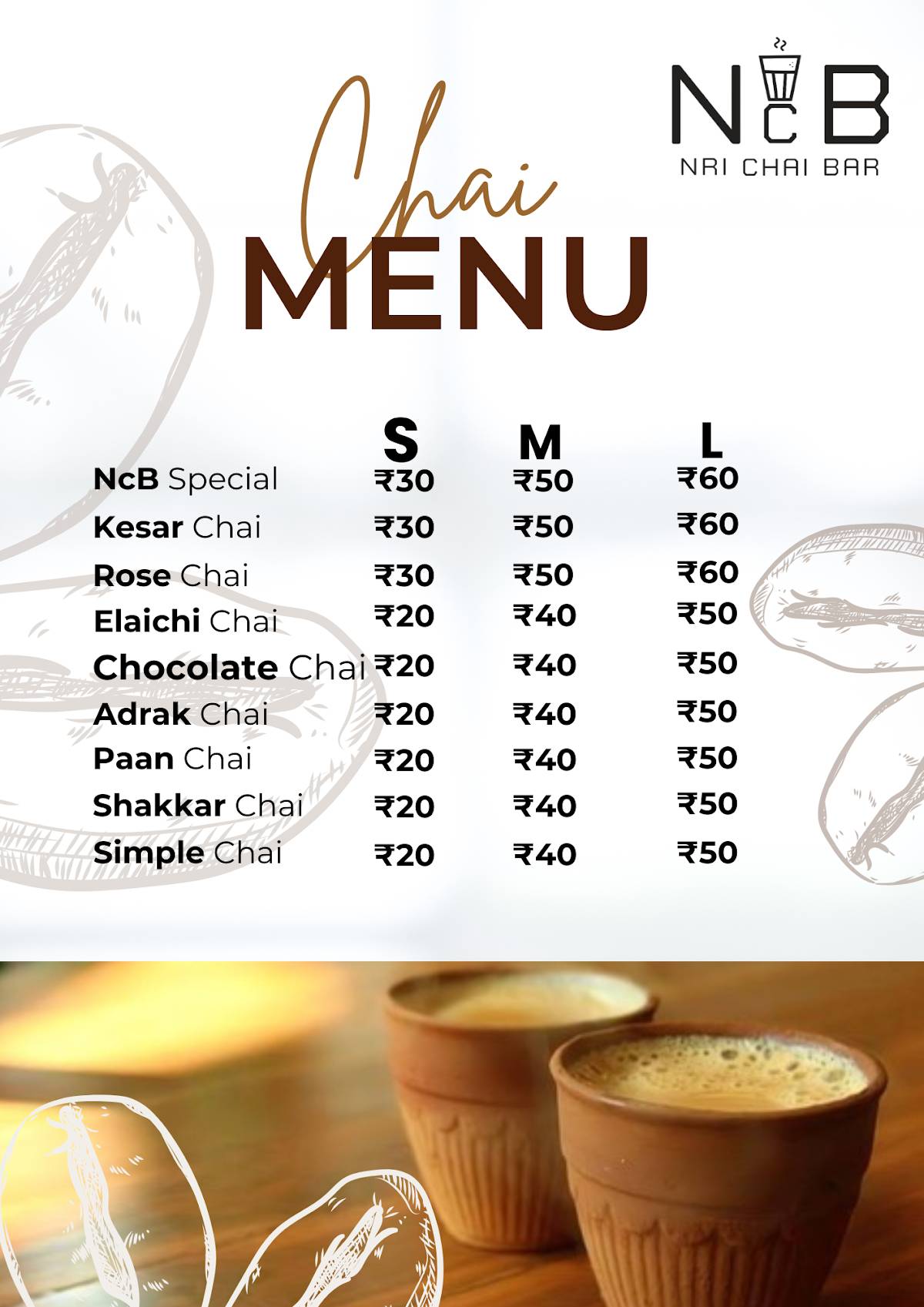 NRI CHAI BAR (NcB) menu