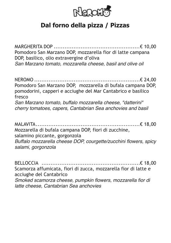 Menu di Neromo 