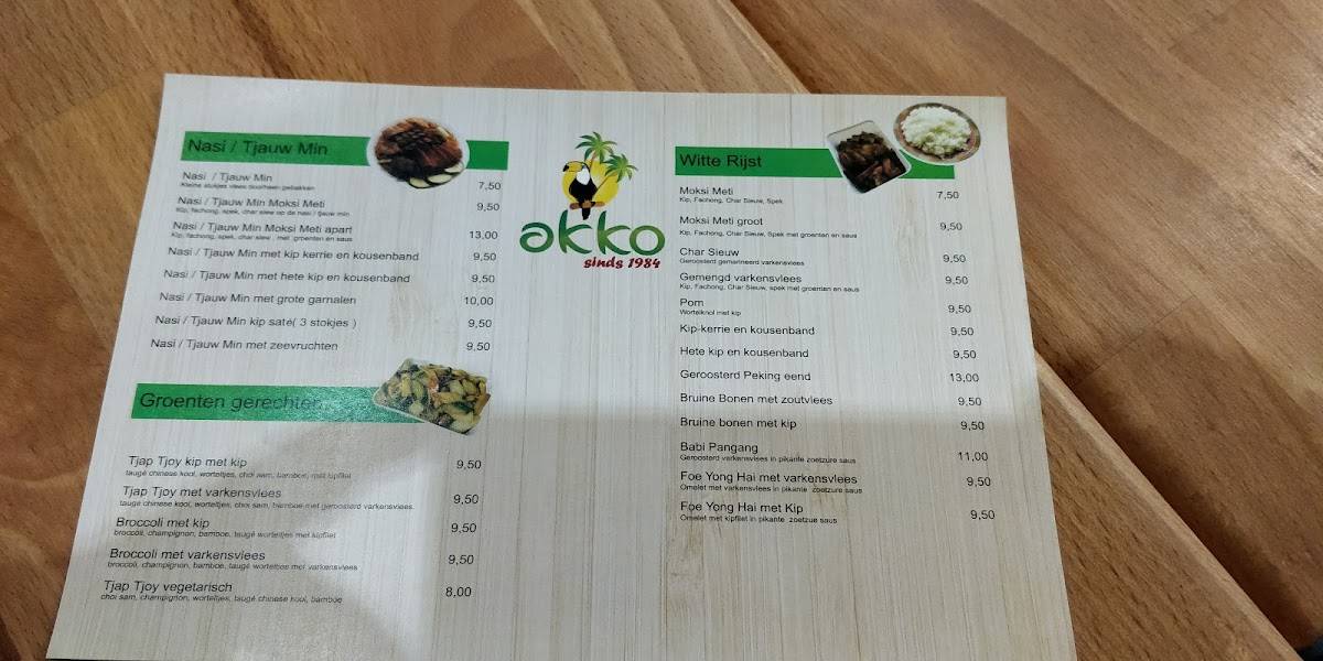 Menu de Nieuw Akko