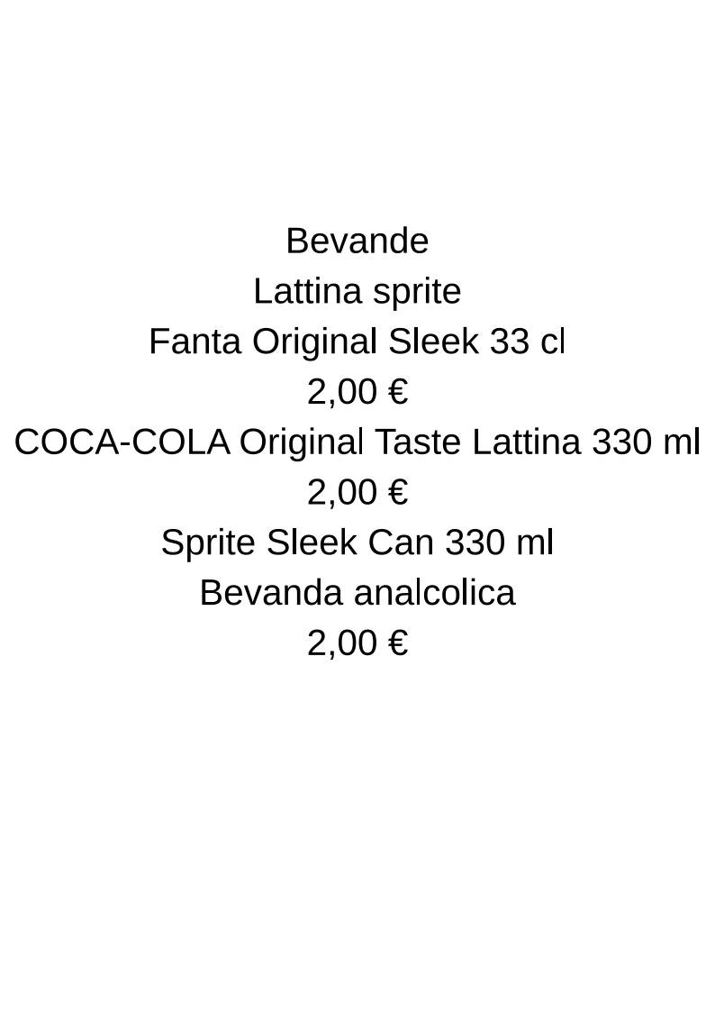 Menu di OVALE PINSERIA 