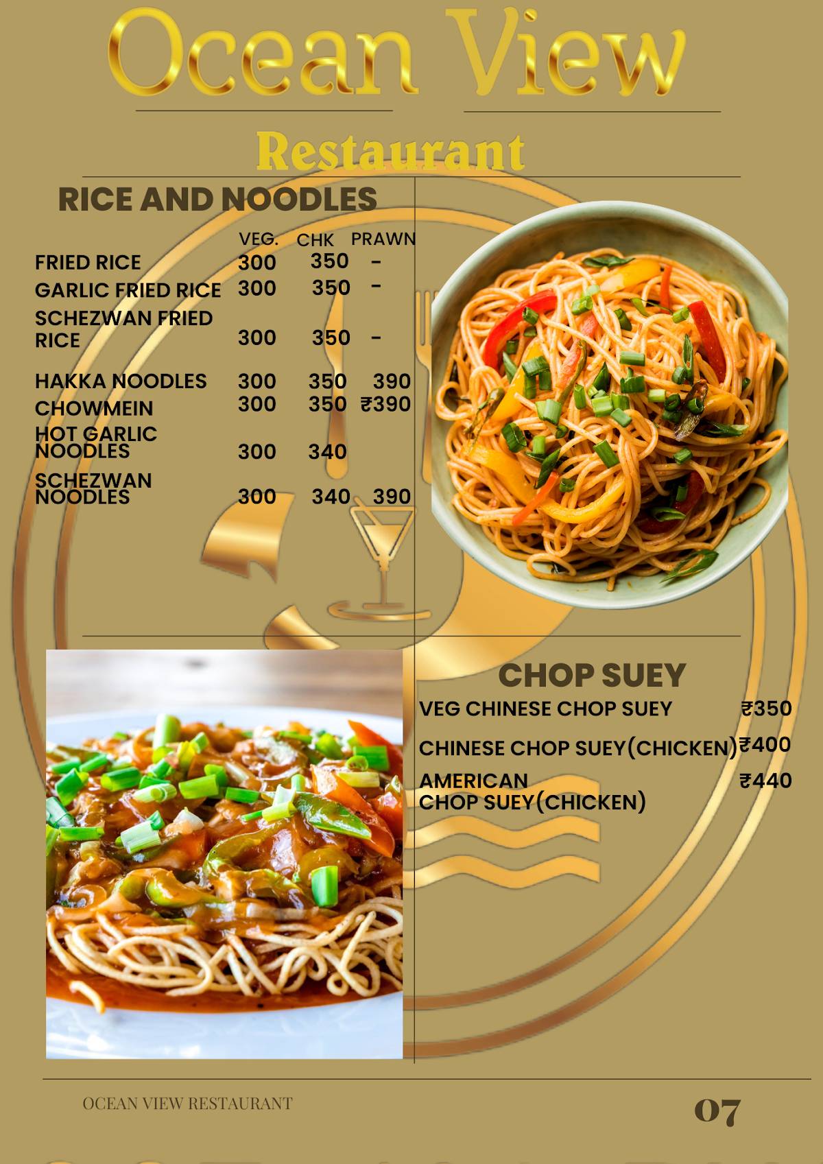 Ocean View Restaurant, Cafe and Party Hall- A Venture of J.P. Hospitality and Services menu