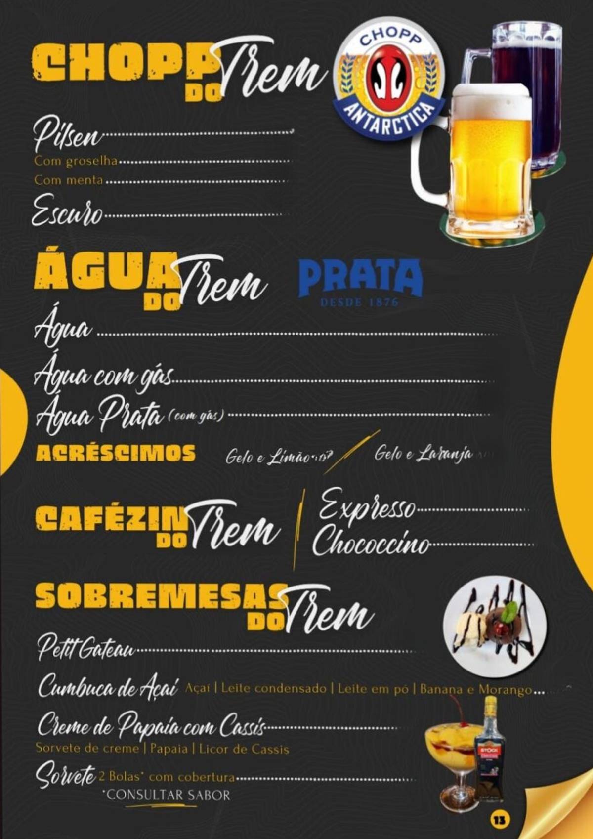 Restaurante bar Óiotrem cardápio